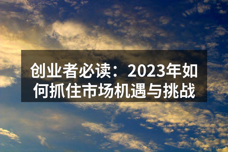 创业者必读：2023年如何抓住市场机遇与挑战